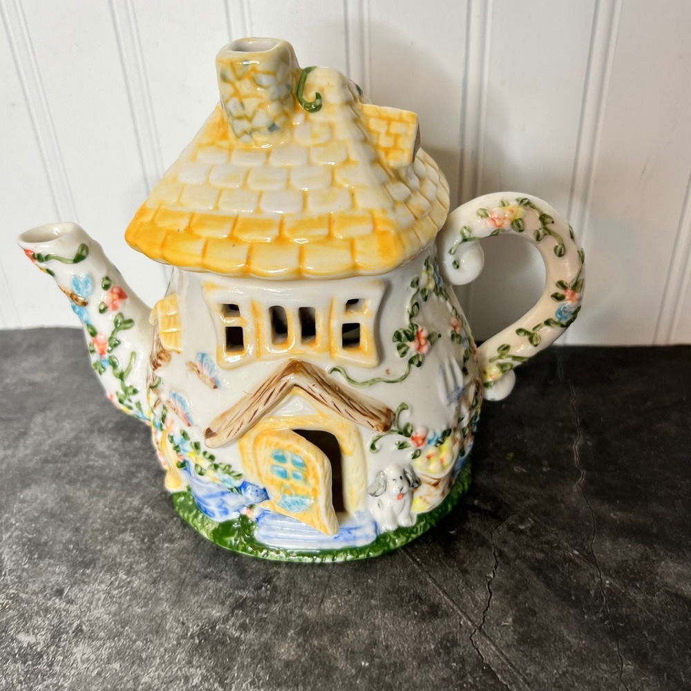 Vintage Ceramic Wax Warmer Cottage Teapot | Cottage Fairy Y2K